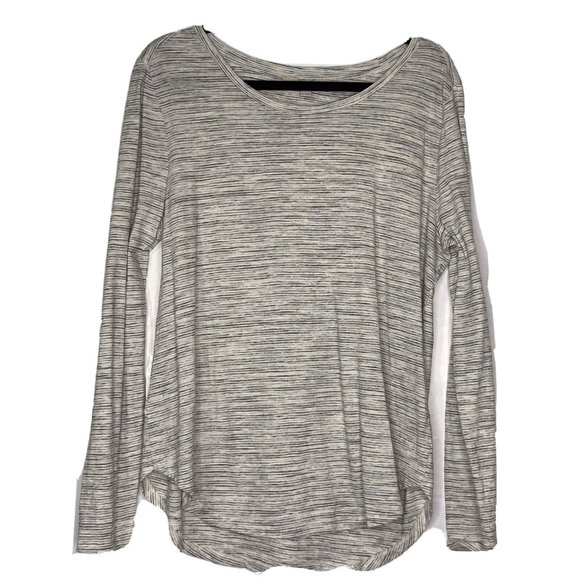 Loft Size XL White Black Gray Blue Stripes Boatneck Long Sleeve Tee - Picture 1 of 7